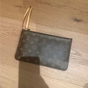 Louis Vuitton Monogram Wristlet Clutch - Brown with Tan Strap